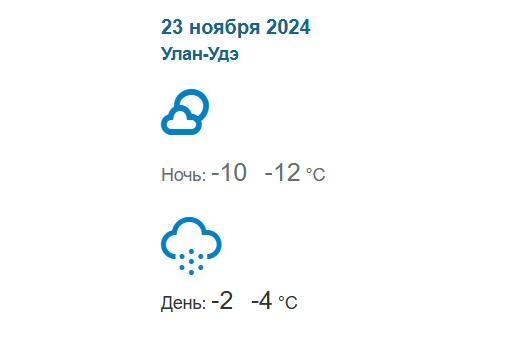 Погода в Бурятии 23 ноября 2024 года